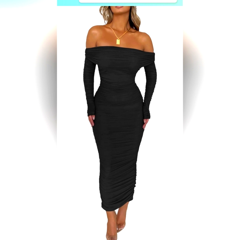 Nwt Pretty Garden Fall Off Shoulder Maxi Bodycon Dress Size Small.